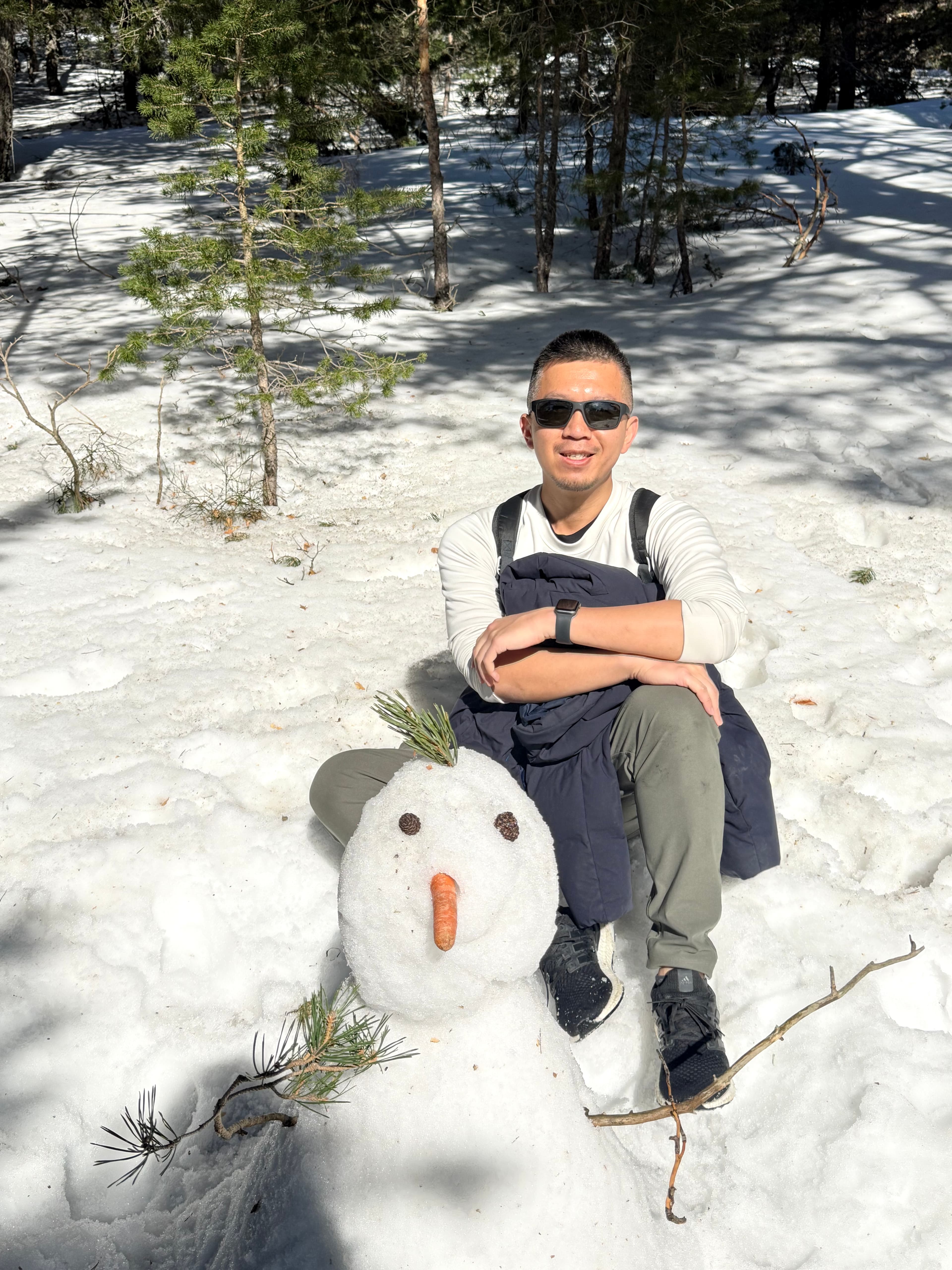 Posing with our snowman